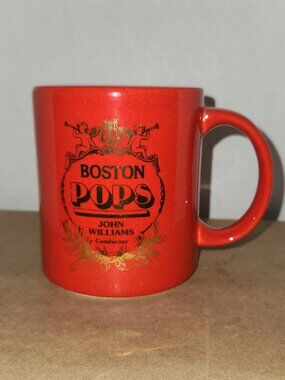 Vintage Boston Pops Mug John Williams Conductor Red Gold Logo 80s